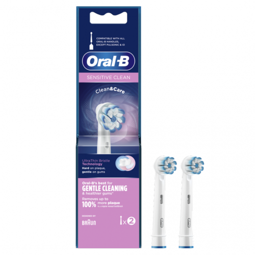 Oral-B Sensitive Clean Ανταλλακτικές Κεφαλές με Λεπτές Ίνες για Ευαίσθητα Ούλα 2 τεμάχια